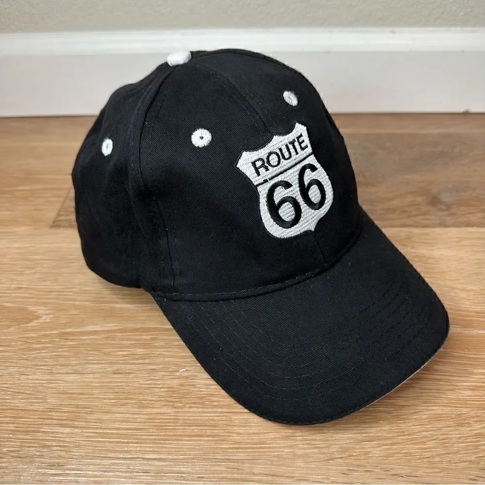 Route 66 Embroidered Black Adjustable Hat
